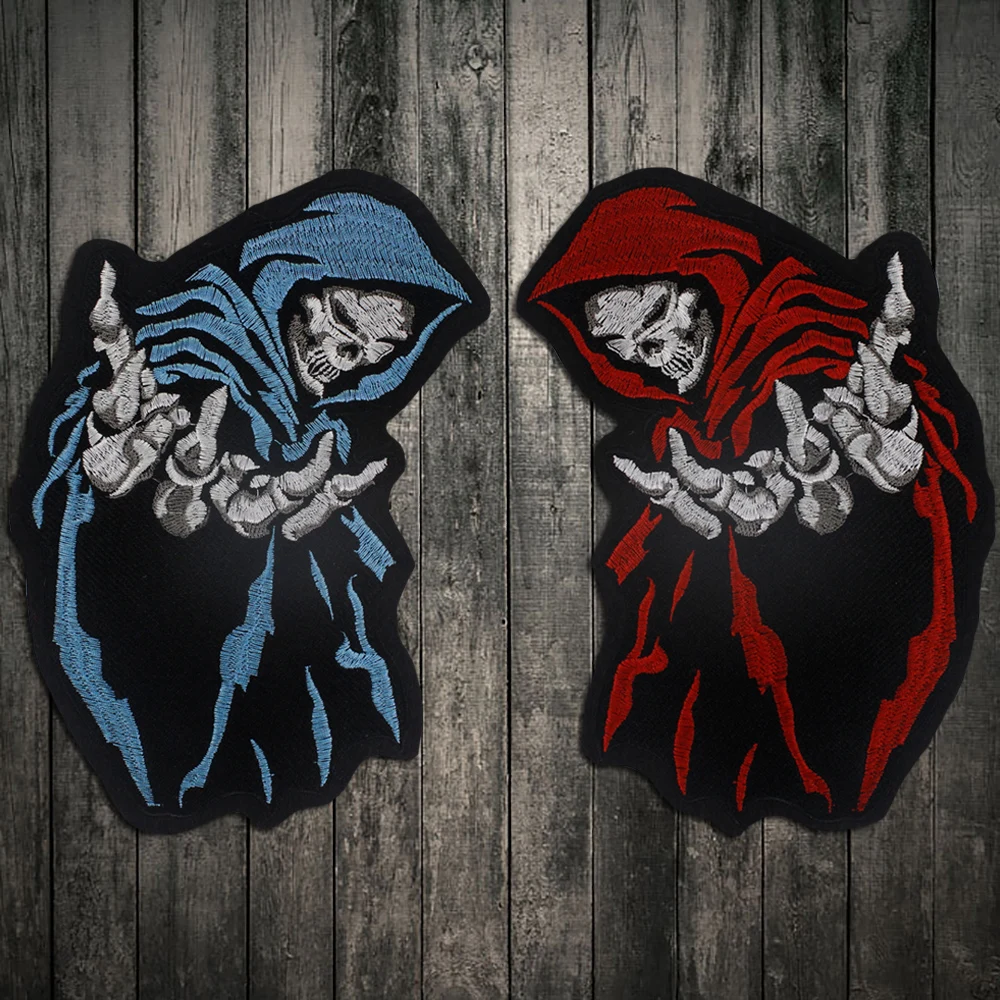 Вышитый череп большие нашивки на спину байкерские куртки мотоциклетная жилетка