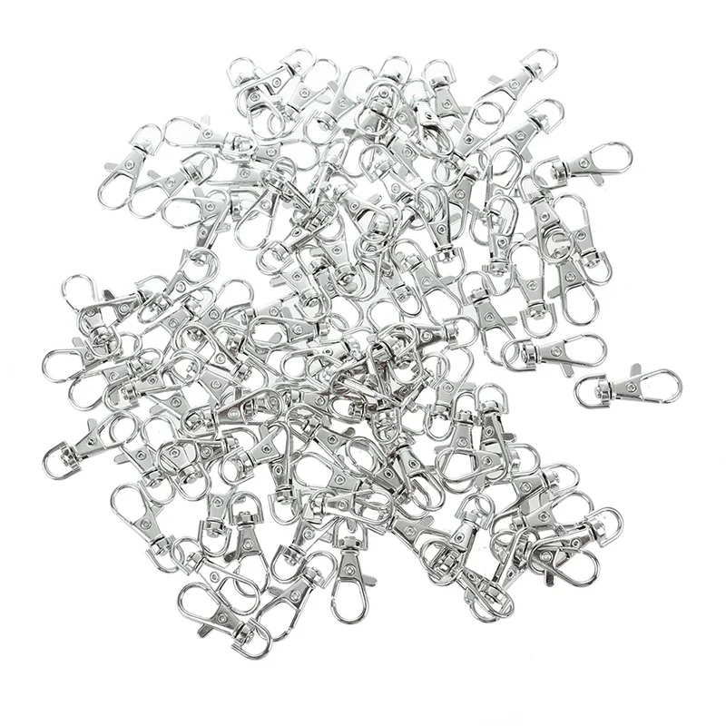 

100 x stainless steel carabiner key ring silver