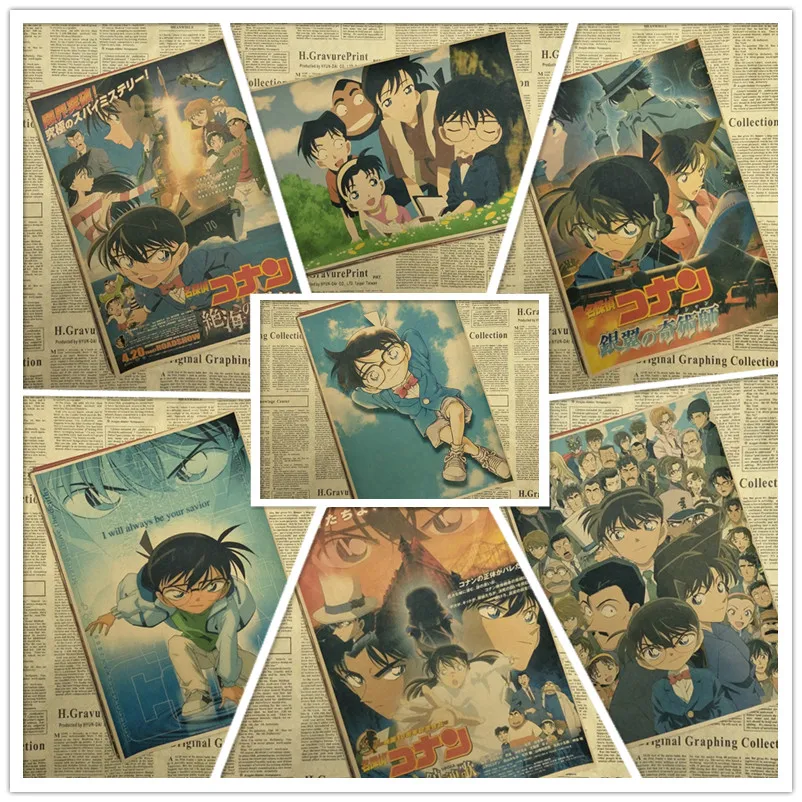 Детективный Конан ВИНТАЖНЫЙ ПЛАКАТ для рисования украшение комнаты наклейка s