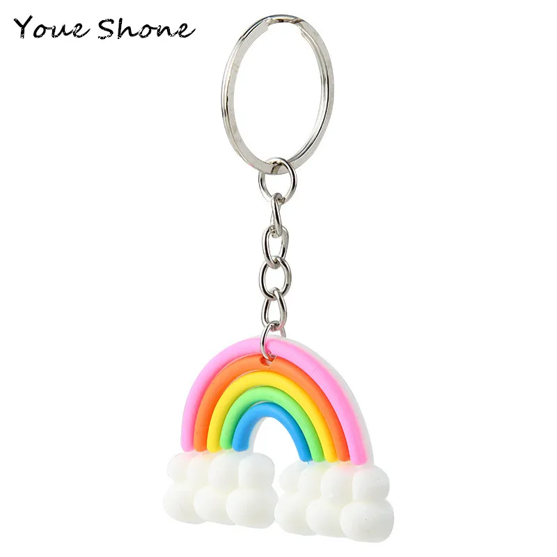 Креативный цветной Радужный брелок с облаком силиконовый для девочек модные