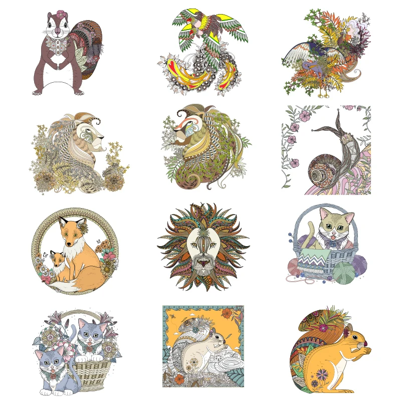 

Fashion Cartoon Snails Squirrel Foxes Animal Heat Transfers Ironing Stickers T-shirt Iron-on Thermal Patches for Clothing Decor