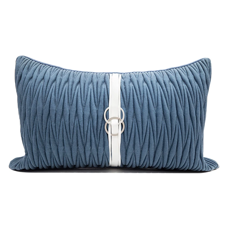 

Modern Nordic Blue Folds Cushion Cover Set Metal Circle Decorative Pillow Cover Cushions For Sofa Living Room Home 30x50cm