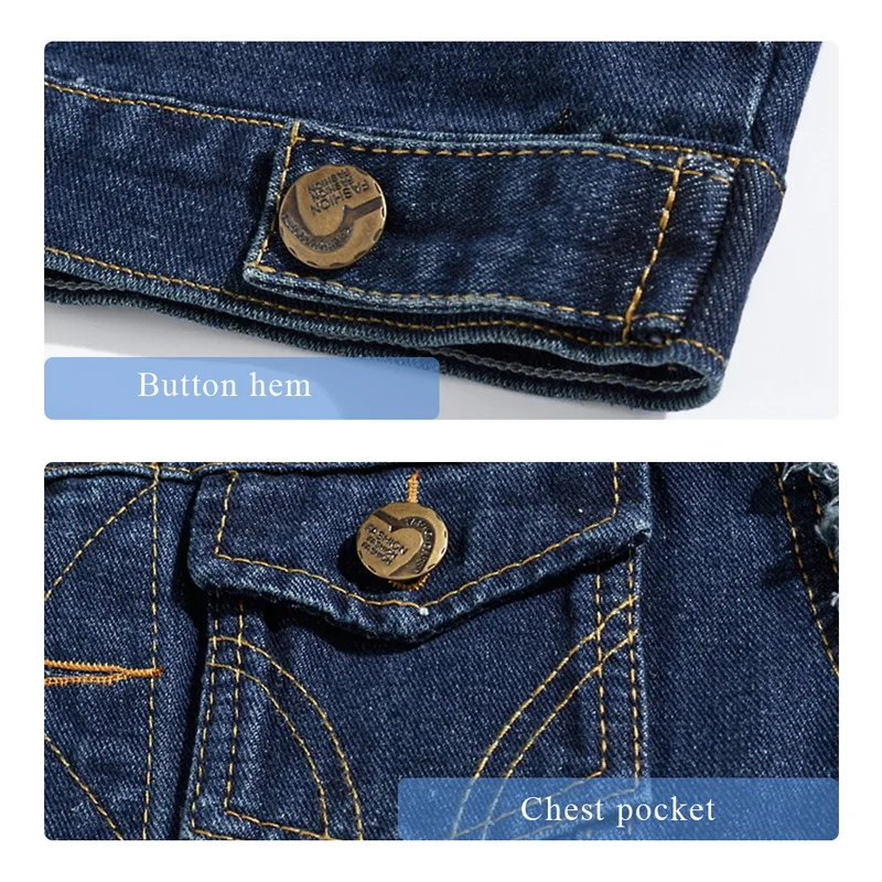 Мужской джинсовый жилет CYSINCOS темно синий без рукавов в ковбойском стиле большие