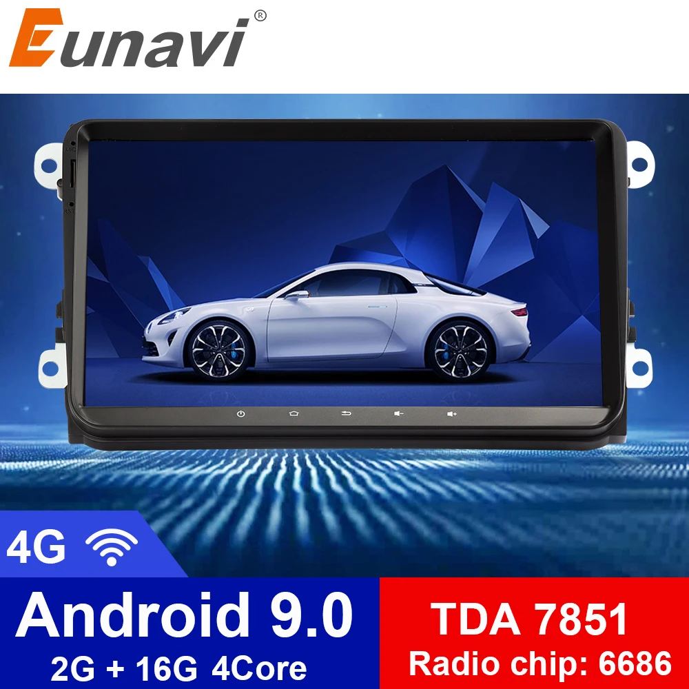 Автомагнитола Eunavi 4G 64G Android 9 2 Din стерео gps для VW Passat B6 CC Polo GOLF 5 6 Touran Jetta Tiguan Magotan Seat DSP