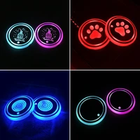 2pcs car led light cup pad auto bottle coasters cute cup mat cover lighting interior atmosphere decoration lamp car styling