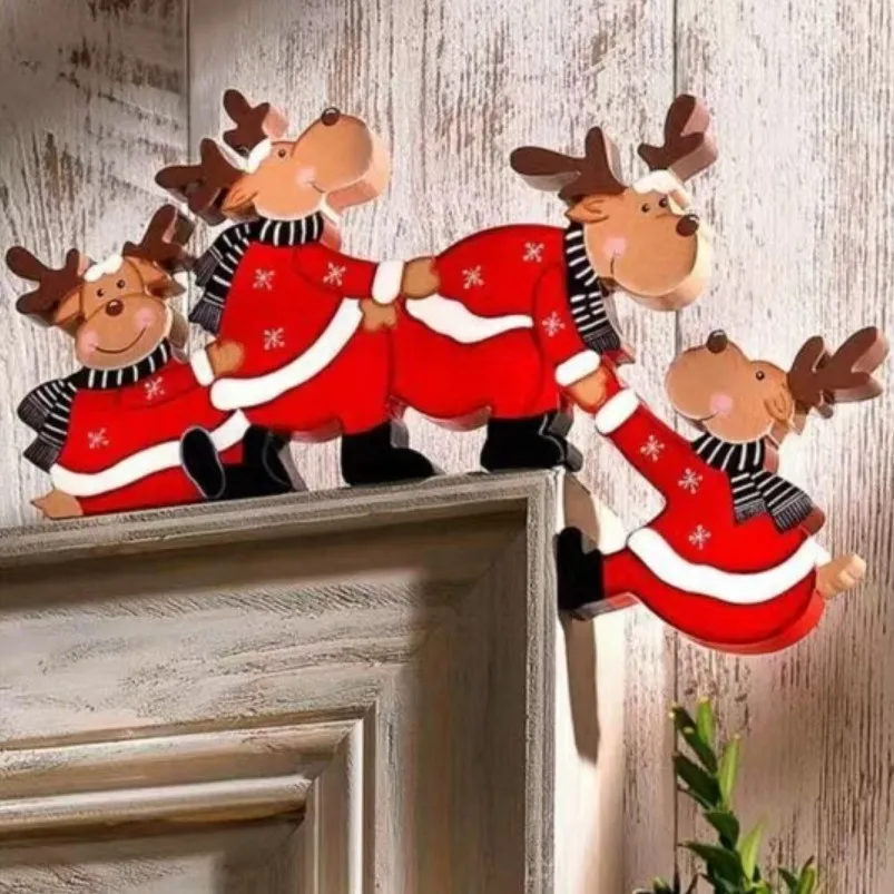 

Wooden Santa Claus Elk Christmas Door Frame Decoration Xmas Tree Hanging Ornament New Year Party Decor Gift Navidad