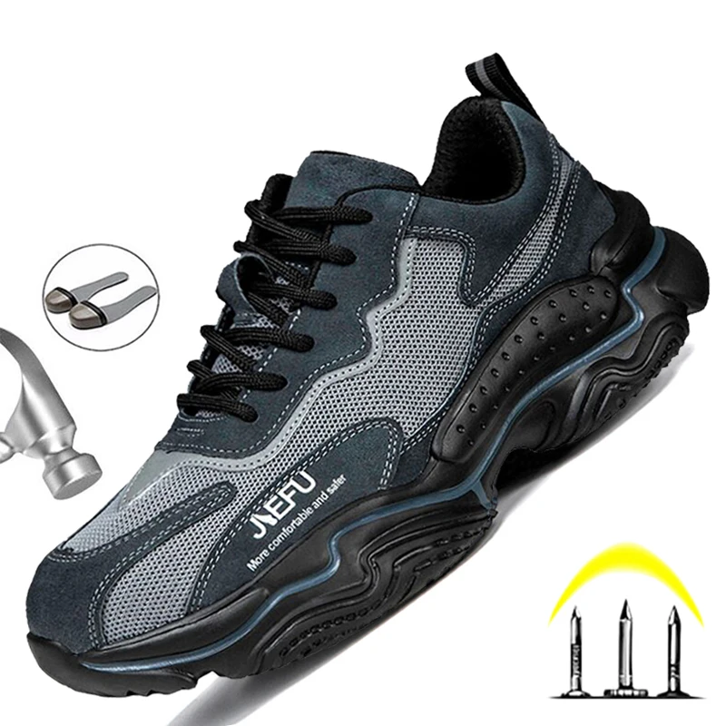 

Мужская защитная обувь Yadibeiba, прокалываемая рабочая обувь со стальным носком, мужские защитные ботинки, прочные кроссовки, защитная обувь