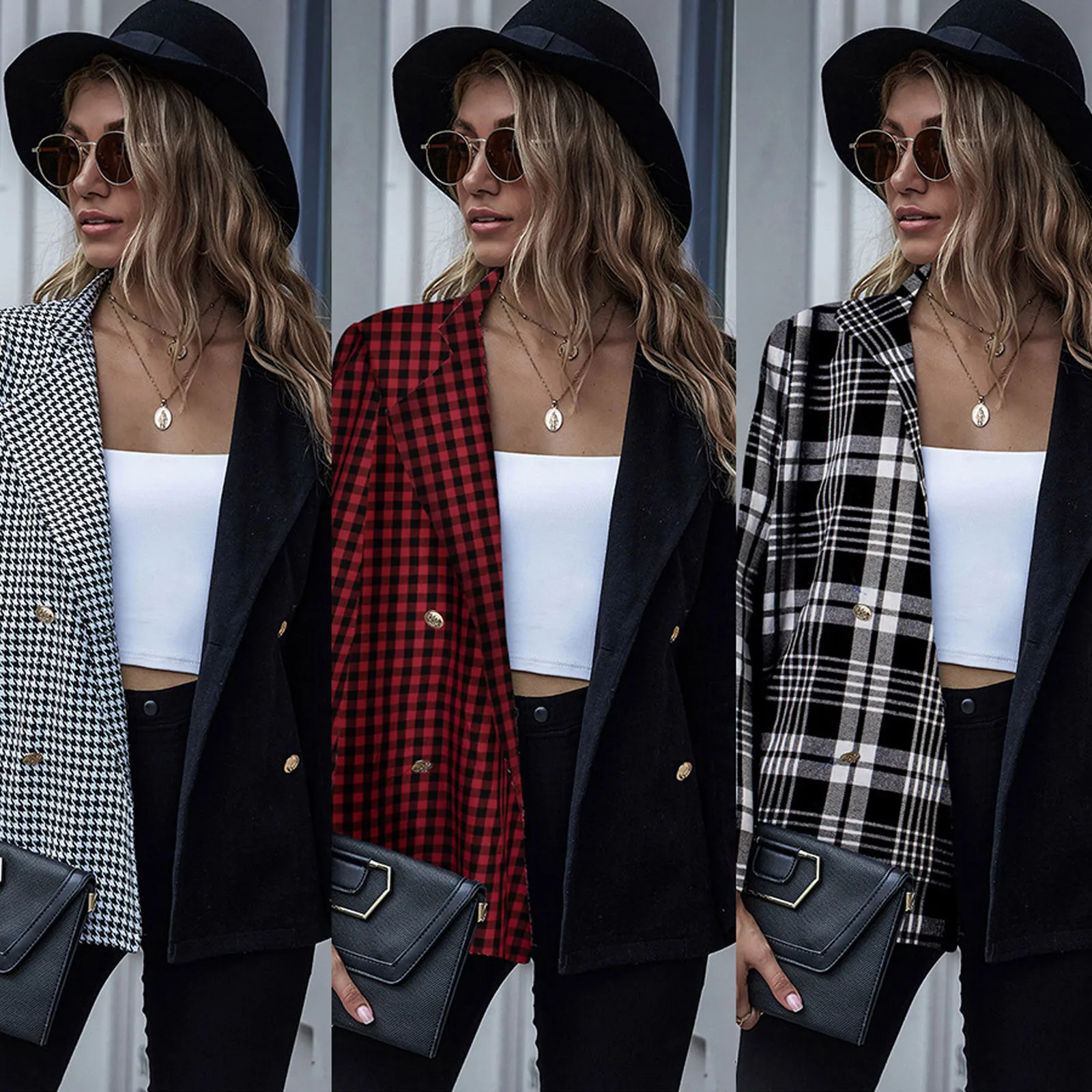 

2020 Autumn And Winter Women Double-color Patchwork Lady Fall And Winter Lapel Suit Sweatshirt Sportswear New Year's Gift