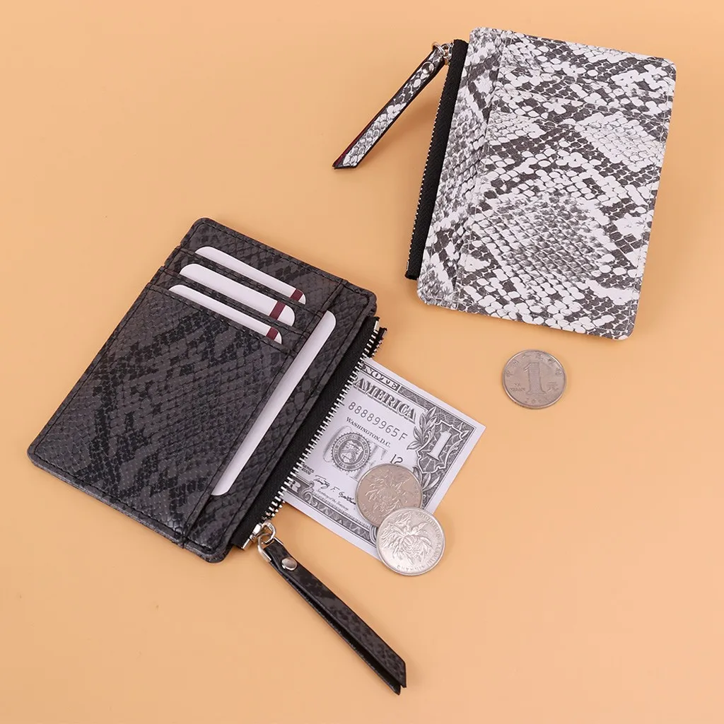 Женские кошельки со змеиным принтом модный короткий бумажник кредитница с