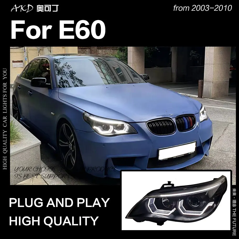 AKD автостайлинг фары для BMW E60 2003 2010 523i 530i ангельские глазки светодиодный ные DRL Hid