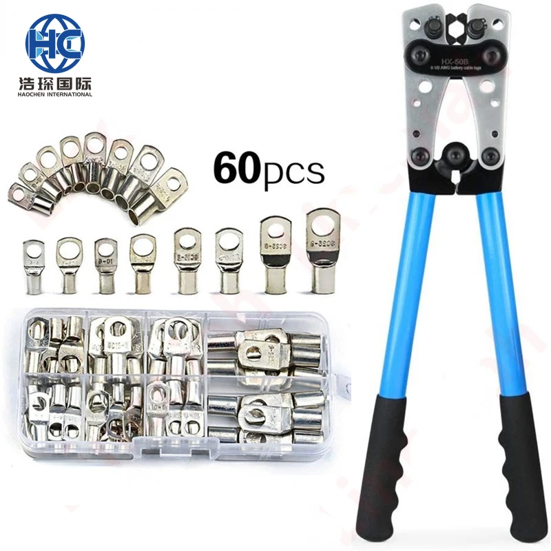 

2021 Assortment Car Auto Copper Ring Terminal Wire Crimp Connector Bare Cable Battery Terminals Soldered Connectors Kit HX-50B