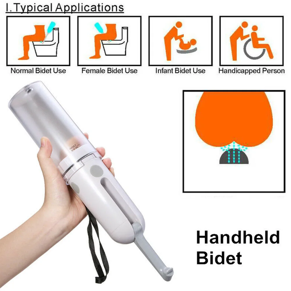 

230ml Travel Waterproof Hygiene Clean Portable Bidet Washing Silicone Handheld Toilet USB Charging Two Speed Sprayer Electric