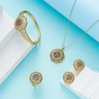 2021 july trend of 18k gold jewelry sets a set of women accessories necklace earrings ring bangle on hand