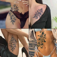 lasting flower temporary tattoos for women waterproof body art painting arm legs tattoos sticker realistic fake rose tattoos