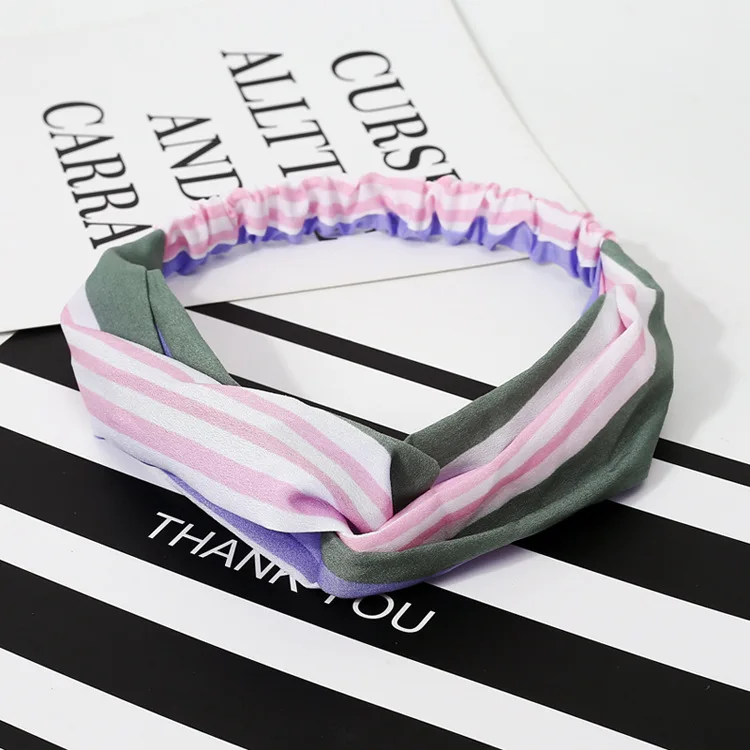 

New Fashion Bohemian Hair Band Printed Bandana Leopard Print Retro Cross Hair Rope Women's Hair Accessories