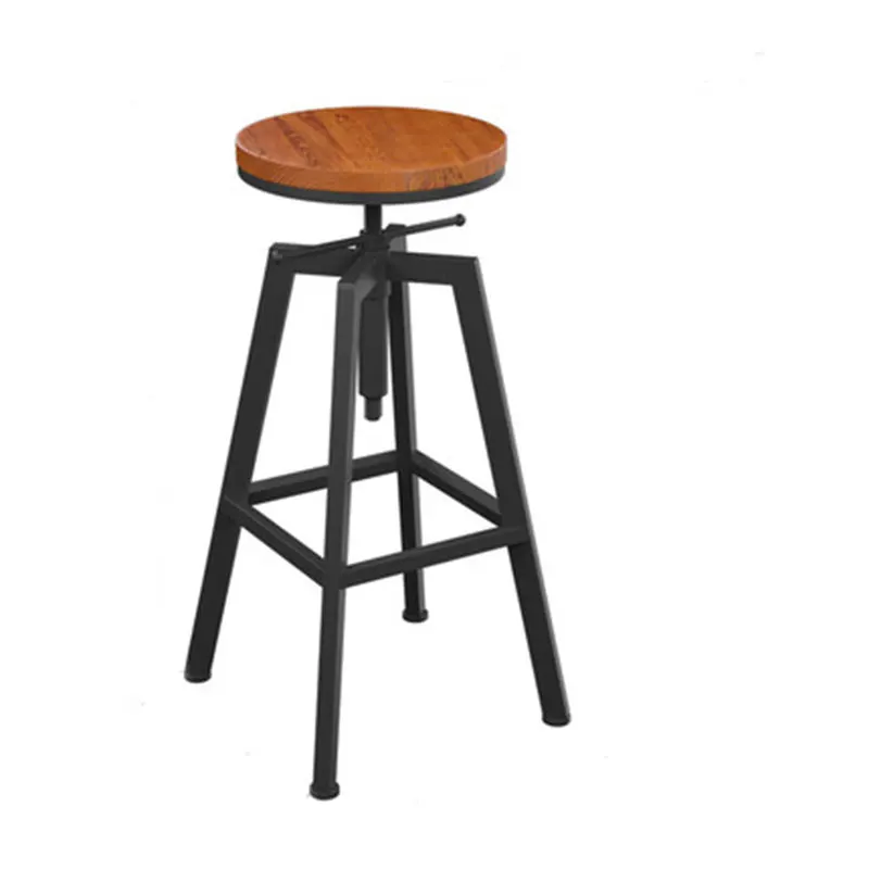 Современный барный стул железный высоконогий твердый деревянный круглое