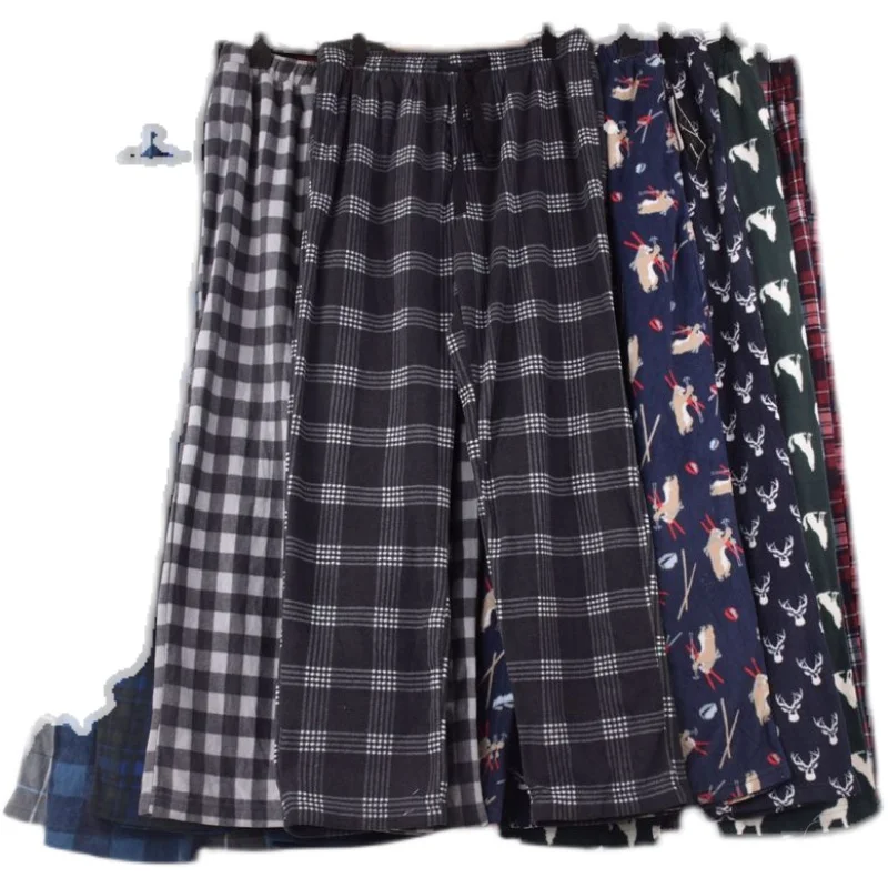 Winter Warm Trousers For Men Casual Sleep Bottoms Double Fleece Sleeping Pants Soft 4XL 5XL