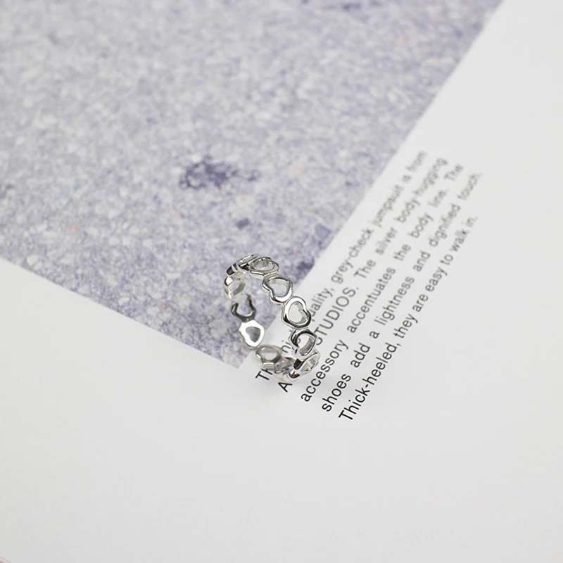 Настоящее чистое серебро 925 пробы кольца для женщин кольцо с сердцем