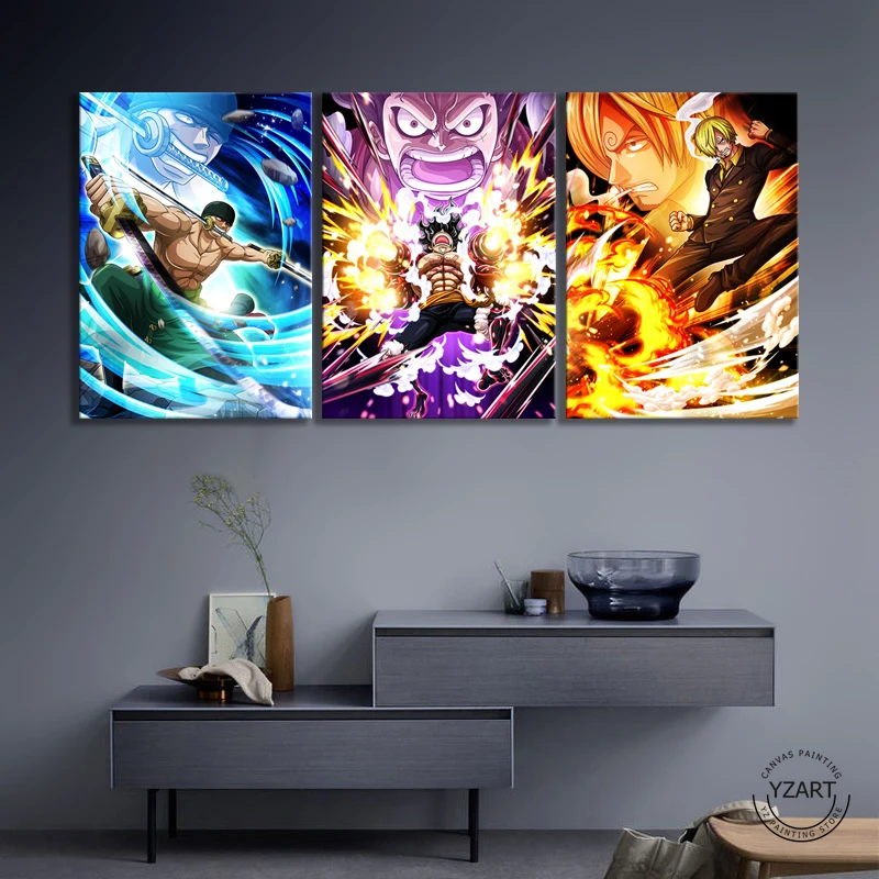 HD Canvas Print ONE PIECE Anime Poster Sanji/zoro/sanji One Piece Straw Hat Pirate Picture Artwork Paintings Wall Art | Дом и сад