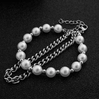 2021 new free shipping fashion exquisite chain unisex jewelry stainless steel pearl and steel ball bracelet