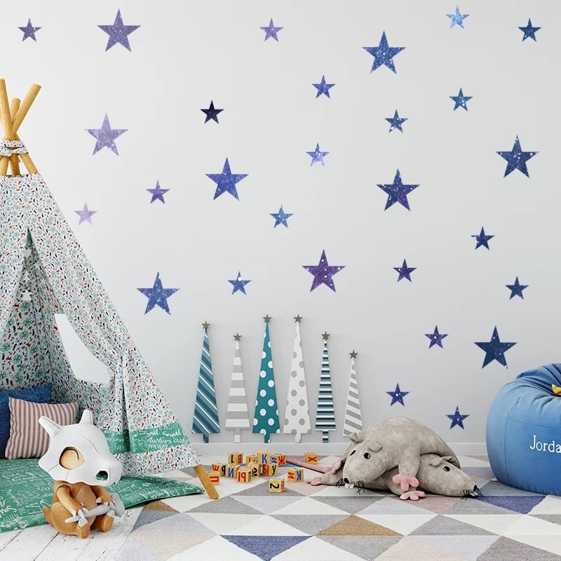

115 шт./компл. съемные наклейки Galaxy Dark Starry Stars для детских комнат, декоративные аксессуары