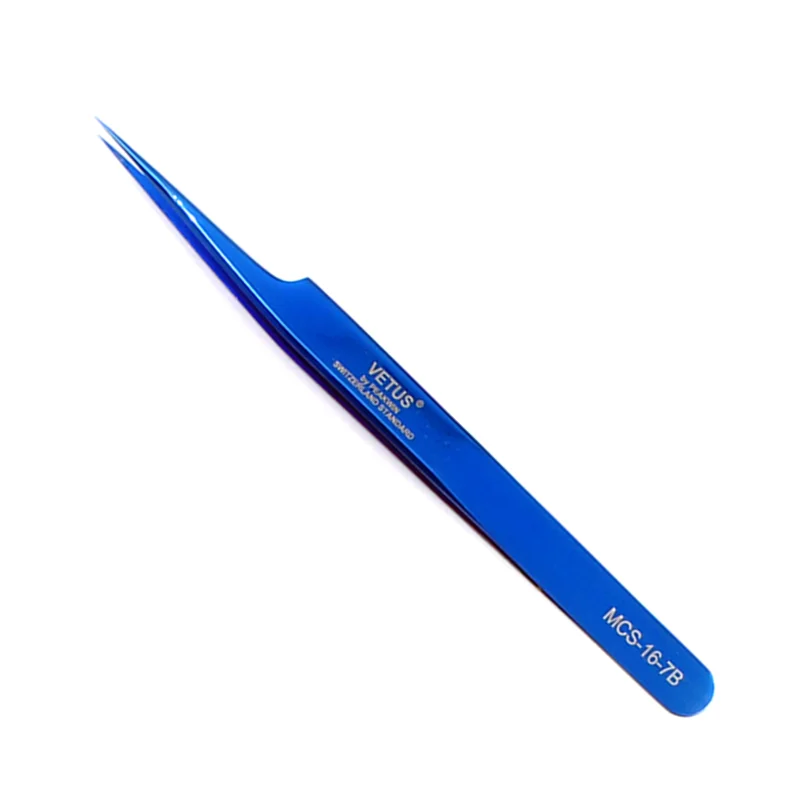 16-7B-Bright Blue Vetus оригинальные MCS Премиум ресницы щипцы для макияжа ярко-синие стиль ультра точный наконечник для 3D 6D наращивания ресниц - Цвет: 16-7B-Bright Blue
