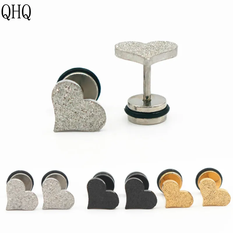QHQ stud earring heart fashion ear rings stainless steel fine accessories jewelry earrings for women men studs gifts bohemia | Украшения и