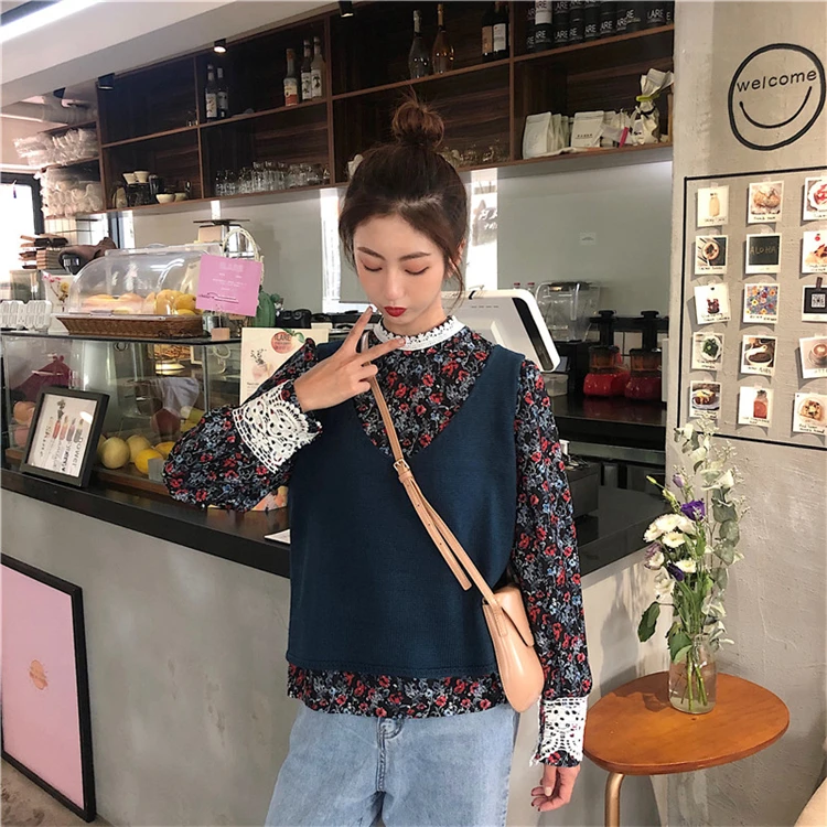 Vintage Print Floral Stand Collar New 2020 Women Spring Summer Blouses Shirts Casual Fashionable Lace Tops | Женская одежда