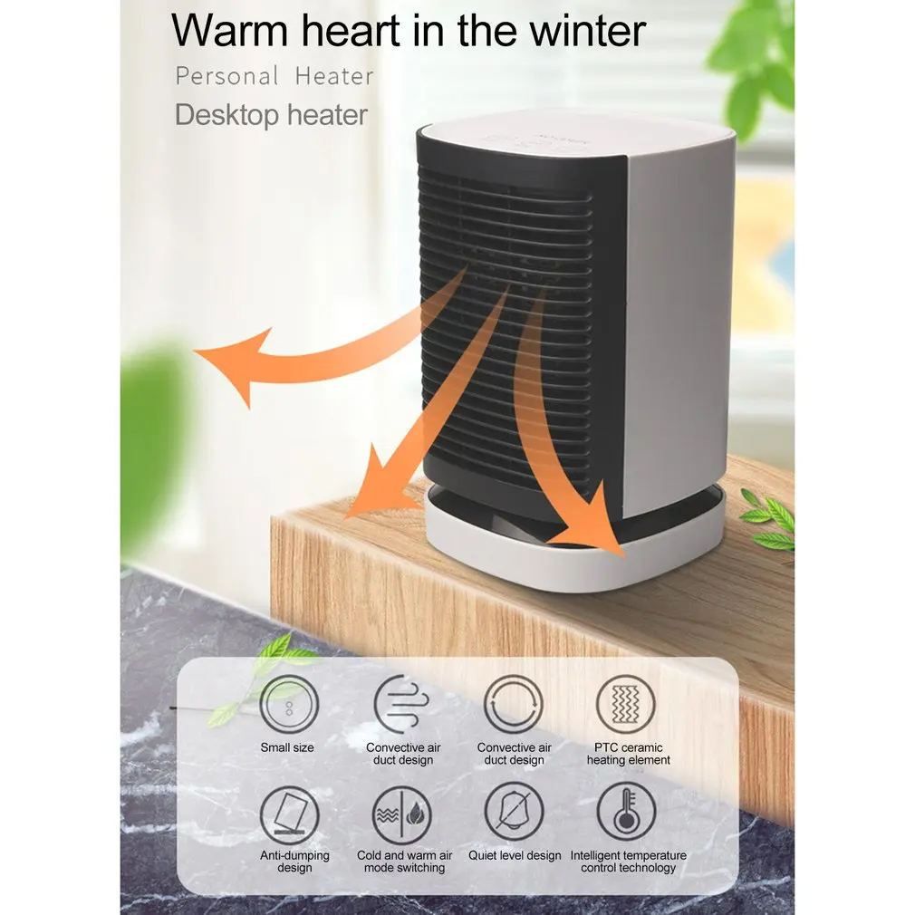 

Rotatable Mini Heater Desktop Mute Heater Thermostat Office Dormitory Home Mini Heater Personal Space Warmer Fan