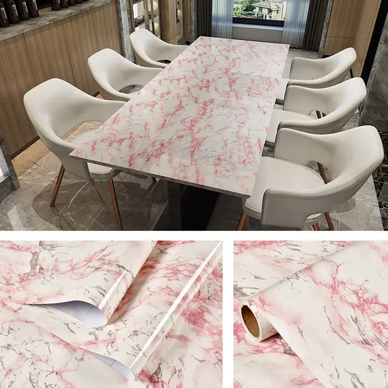 

Vinyl Waterproof Marble Wallpaper For Kitchen Countertop DIY Self-adhesive Desktop Renew Stickers Cabinet Furniture Decor Decals