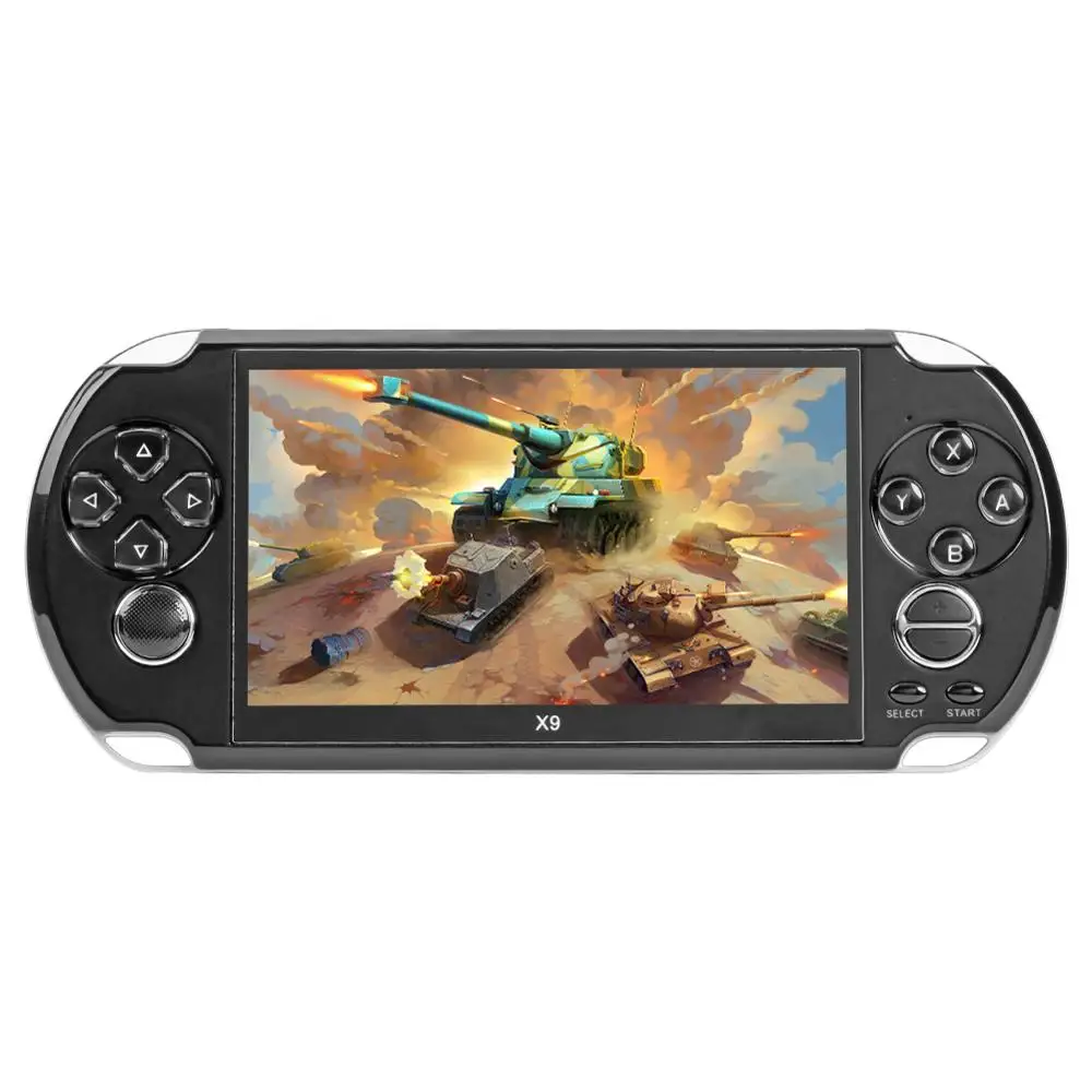 Черный ALLOYSEED X9 5 дюймов Большой экран 8 г памяти игры портативный плеер для GBA NES Палм Поддержка 6 игр ход архивов - Цвет: Черный