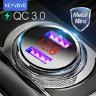 Металлическое автомобильное зарядное устройство Quick Charge 3,0 USB QC 3,0, зарядное устройство для телефона iPhone, Samsung, Huawei, Xiaomi, быстрая зарядка мобильного телефона со светодиодным дисплеем