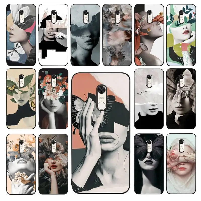 

MaiYaCa Funny Abstract Women Face Phone Case for Redmi 5 6 7 8 9 A 5plus K20 4X 6 cover