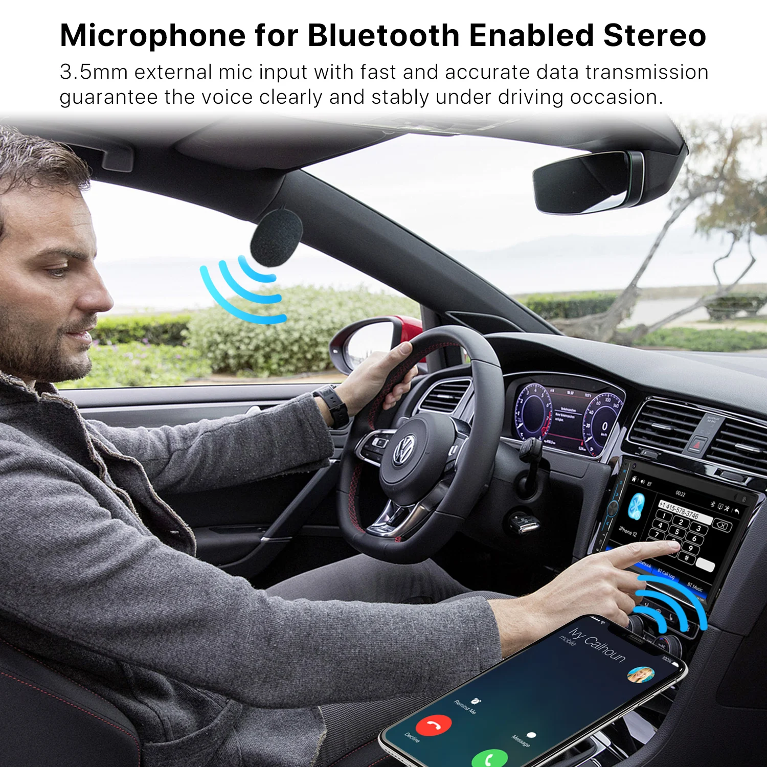 Универсальный MP5-плеер 2Din MP3-плеер с поддержкой Mirrorlink микрофоном AHD Apple Carplay Bluetooth FM