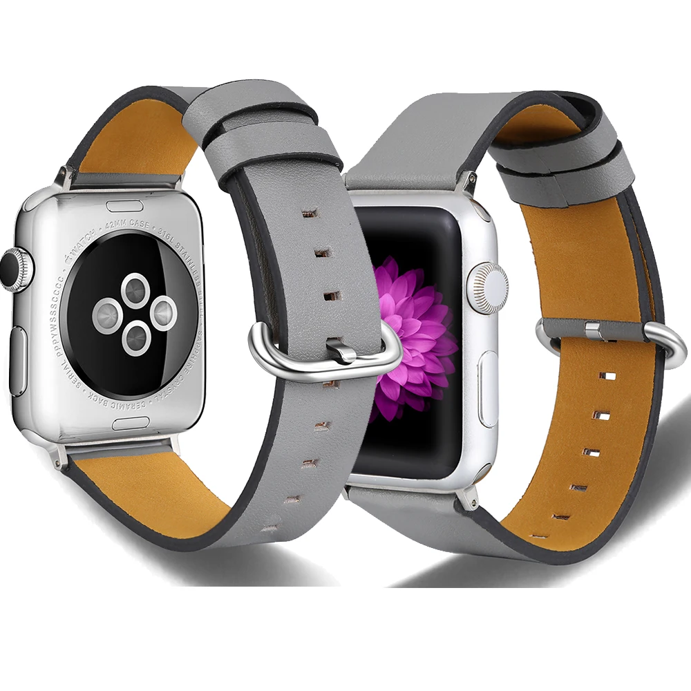 Кожаный ремешок для Apple Watch series 6/5/4 40 мм 44 спортивный браслет iwatch Series 3/2/1 42 38 черный