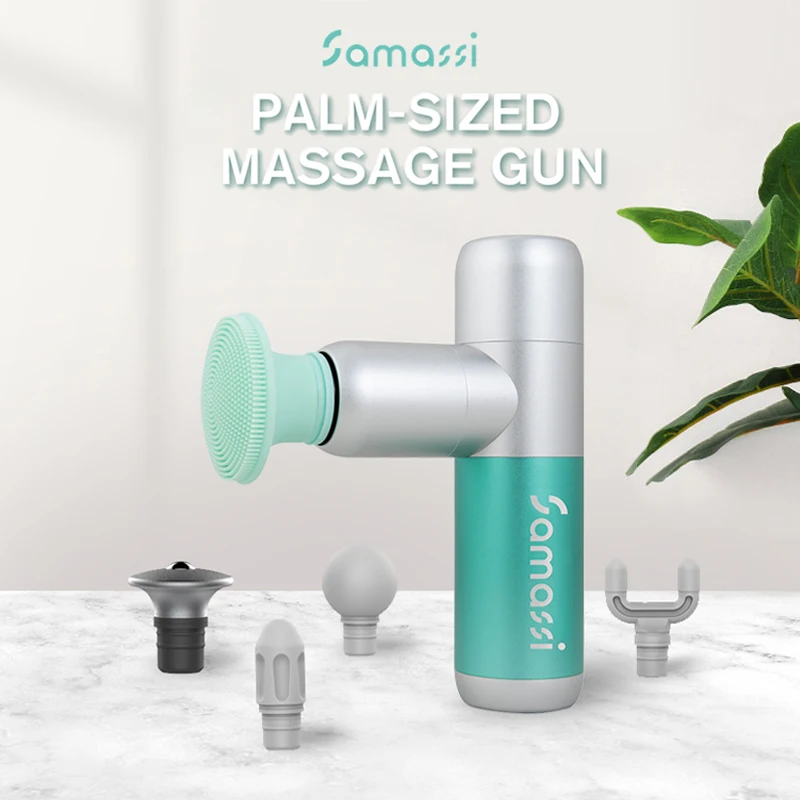 

Новинка 2021 г., Электрический мини-пистолет для массажа тела samasi с 4 скоростями вибрации, Ручной фитнес-пистолет для болей в мышцах