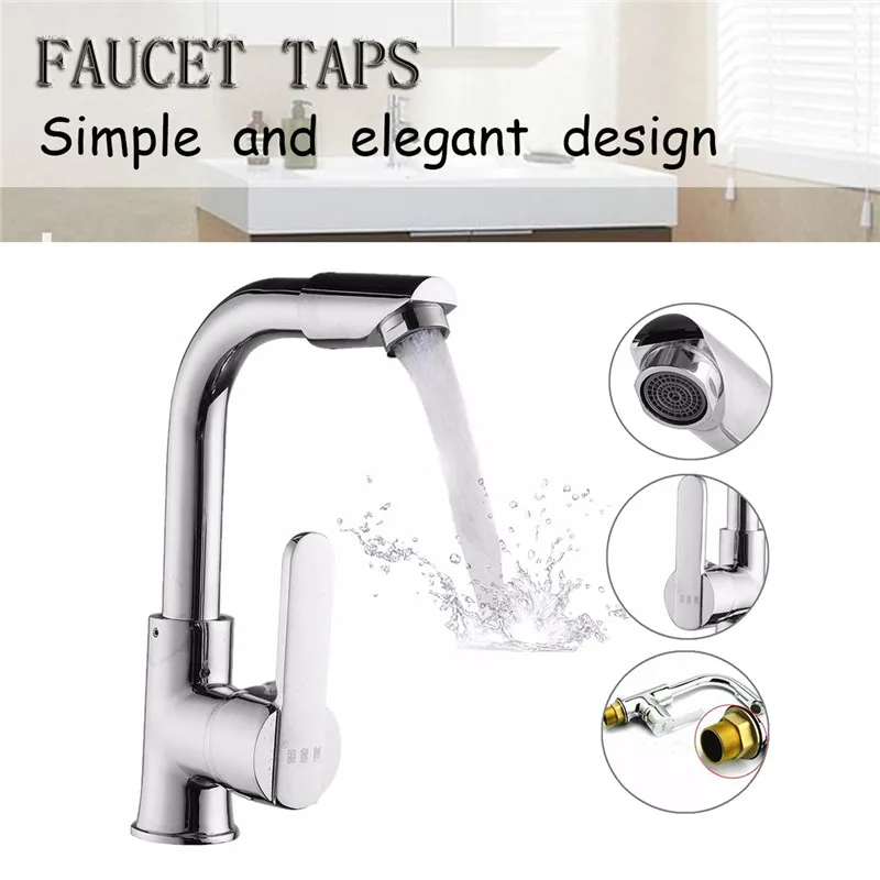 

1PC Chrome Kitchen Faucet Single Hole Roatation Rotating Handle Cold And Hot Water Faucet For Kitchen And Bathroom Basin