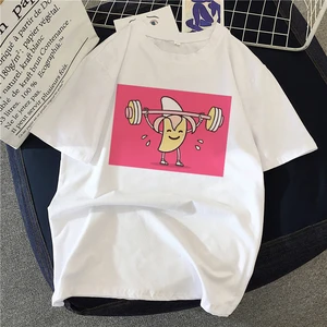 Summer T shirt Women Short Sleeve Cute Banana Printed Girls Lady Tops Tees T-Shirt Womens Female Clothing Fashion Streetwear
