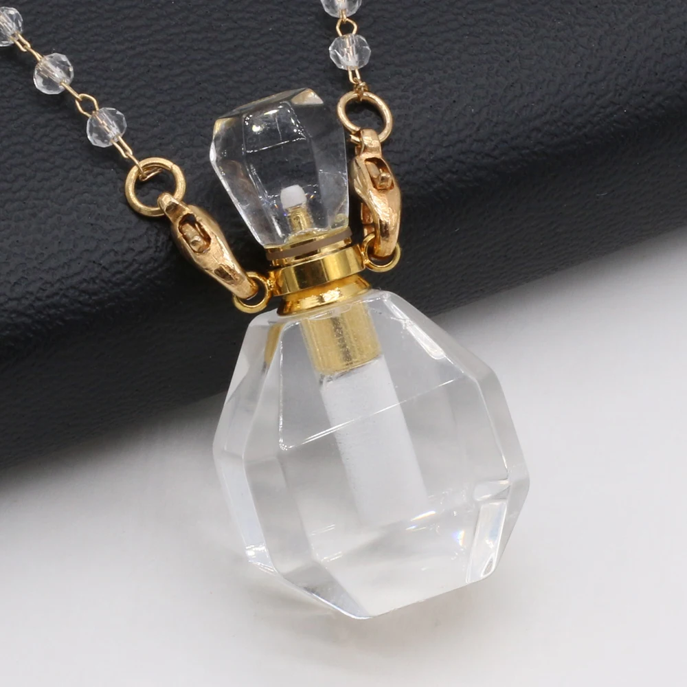 

Natural Semi-precious Stone White Crystal Perfume Bottle Pendant Necklace Making DIY Jewelry Gift Bracelet Accessories 20x38mm