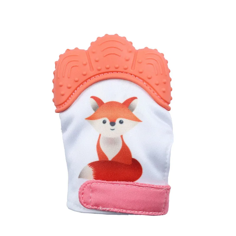 

Animal Fox Cartoon Teething Gloves Finger Baby Teether Mittens Silicone Toy Baby Newborn Dental Care Sucking Sound Kids Toys