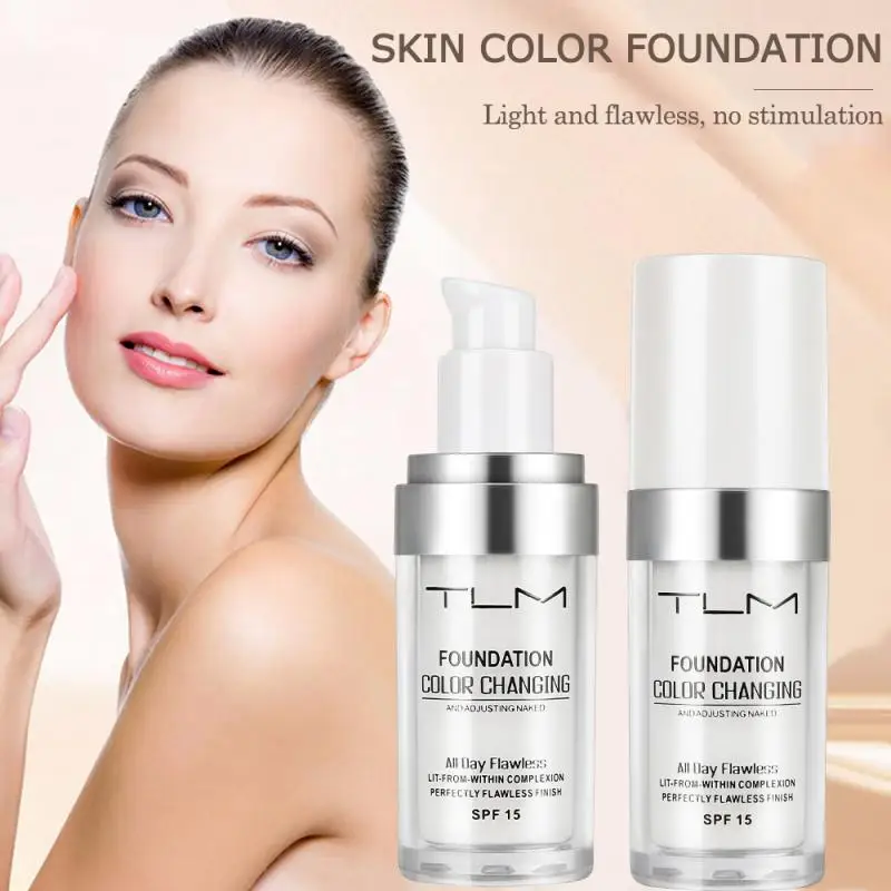 

Liquid Foundation Color Changing Nude Waterproof Face Cover Concealer 30ml Matte Moisturizing Brighten Face Makeup Primer TSLM1