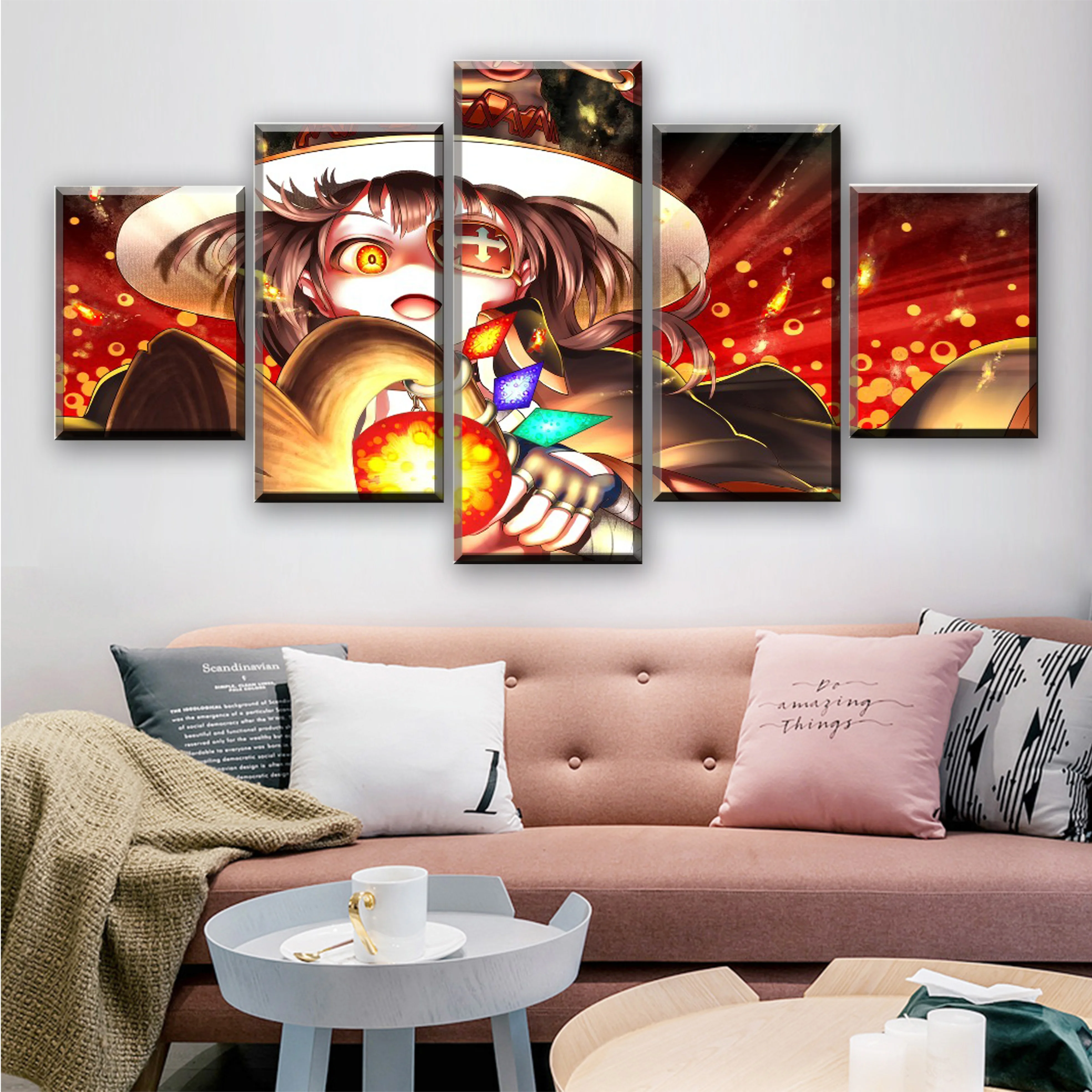 

Modern Wall Art Canvas Paintings Framework HD Printed Pictures 5 Pieces Anime Girl Megumin Poster Home Decoration Living Room