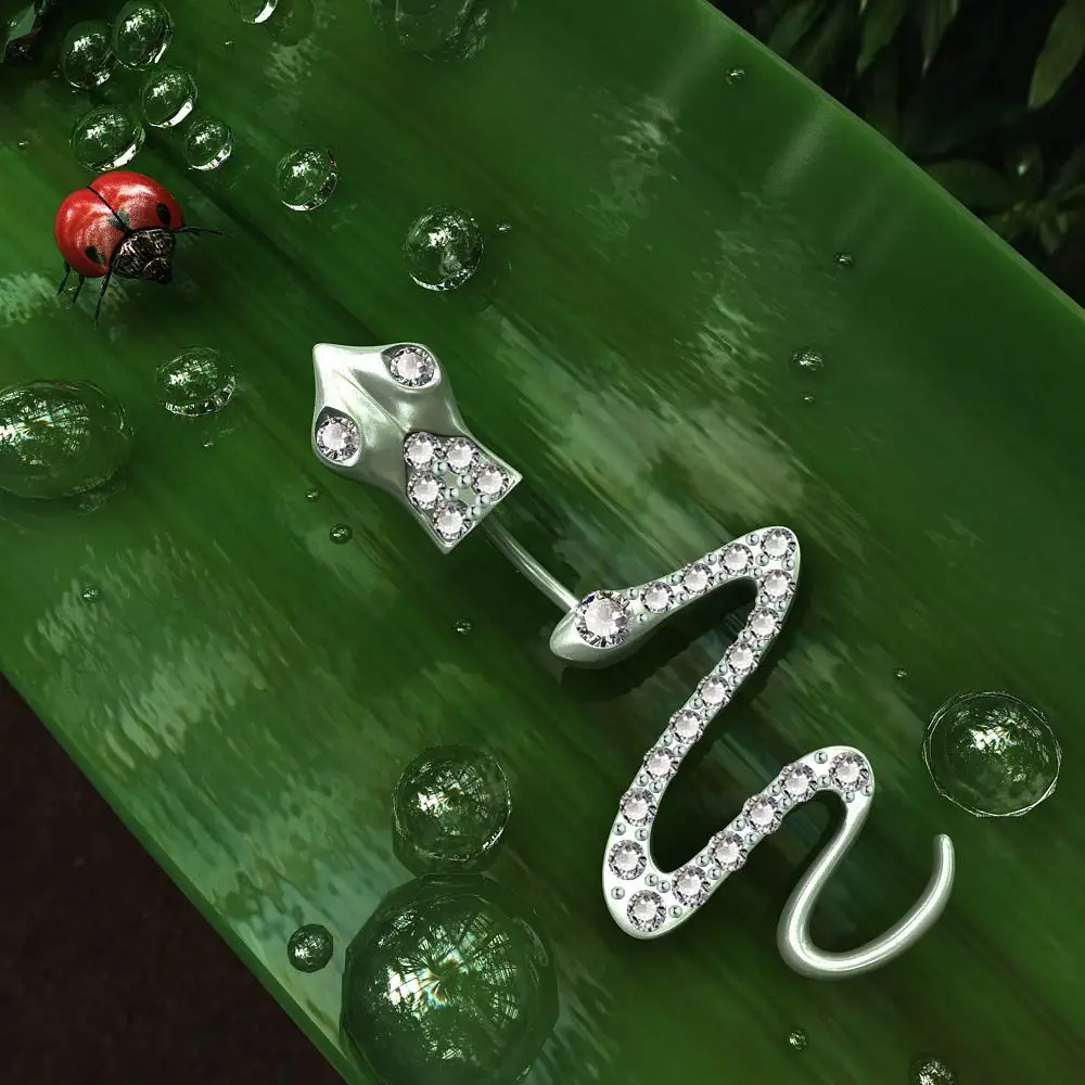 Кольцо для пупка из хирургической нержавеющей стали 14 г с красным фианитом