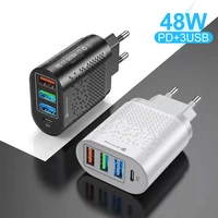 48w pd usb charger 4 ports quick charge 3 0 universal wall mobile phone chargers fast charging for iphone 12 11 xiaomi 11 tablet