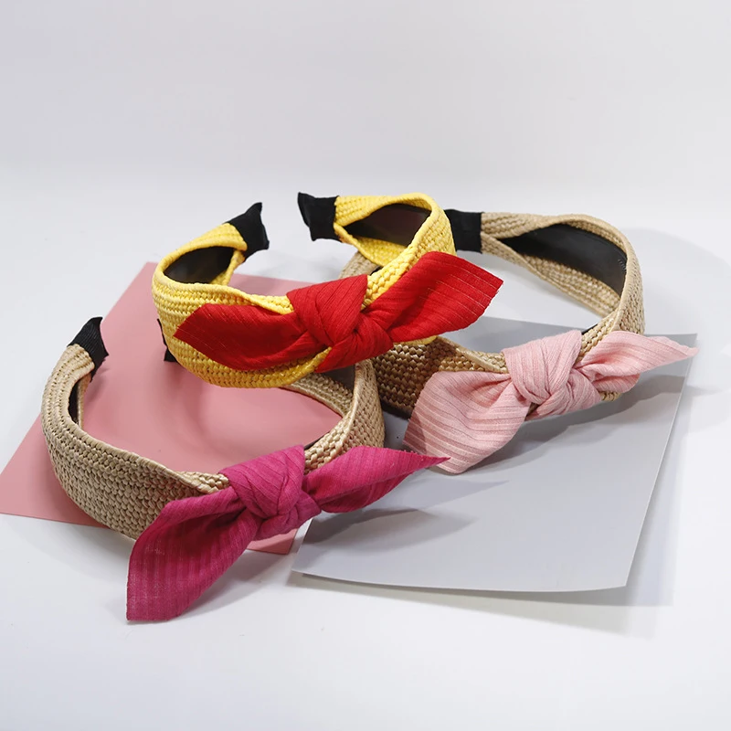 Корейский однотонный Плетеный соломенный головной убор ручной работы тюрбан для