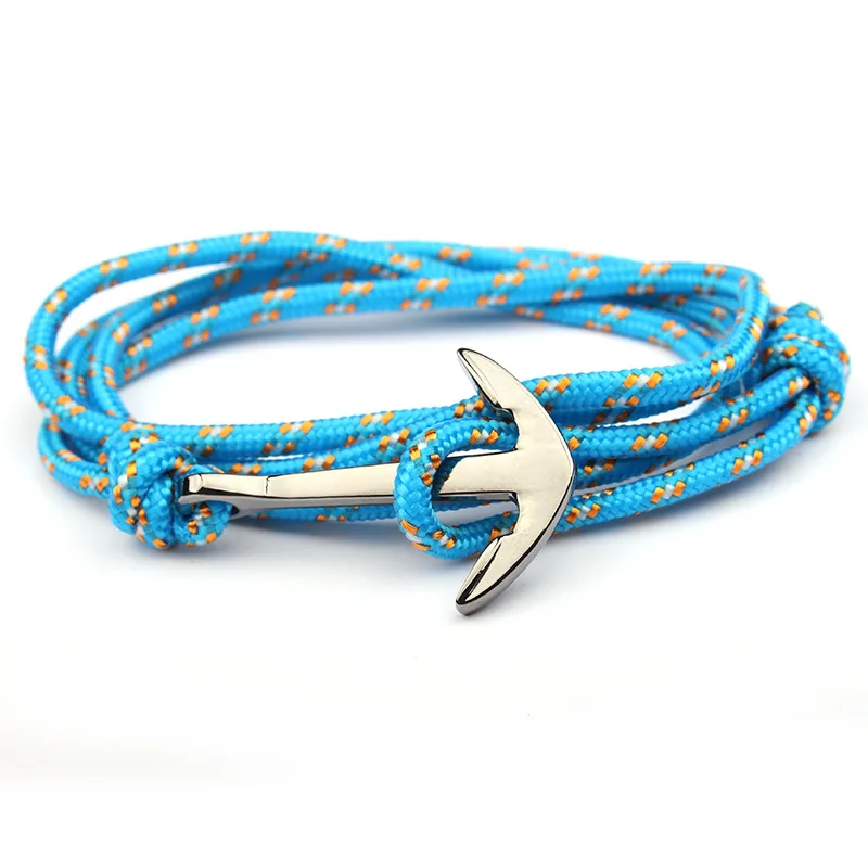 

Adjustable Paracord Metal-Anchor Bracelet Woman Men Charm Bracelets Nylon Rope Chain Armband Vintage Bangles