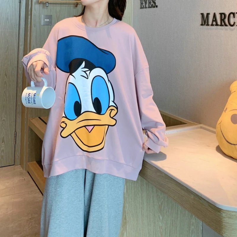 Disney Donald Duck Autumn Pajamas Sets Womens Outfits Long Sleeve Blouse and Sheer Pants Pyjama Femme Conjuntos De Pijama Winter