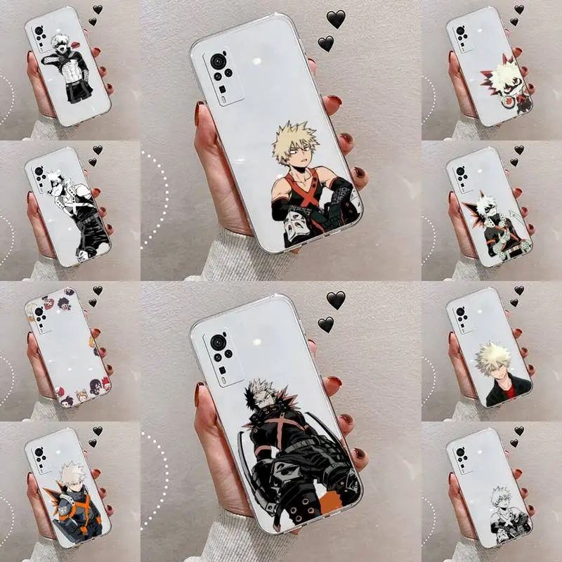 

My Hero Academia deku bakugou Phone Case Transparent For VIVO S 9 7 6 IQOO NEO 7 5 3 Z3 Z1 X E pro Soft TPU Clear Mobile bags