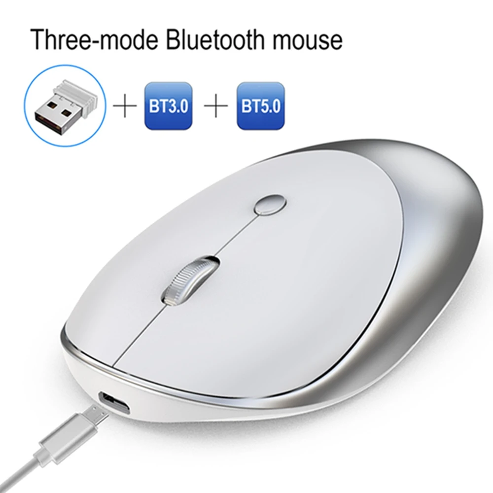 Три режима Bluetooth 3,0/5,0 беспроводная мышь можно подключить 3 компьютера Бесшумная дизайнерская оптическая перезаряжаемая мышь для ПК MAC ноутбука