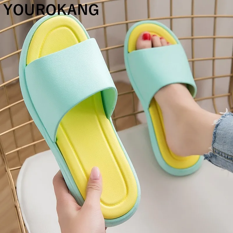Indoor Home Slippers Unisex Couple Shoes Lovers Floor Plastic Bathroom Slippers Soft Comfortable Women Flip Flops Men Sandals